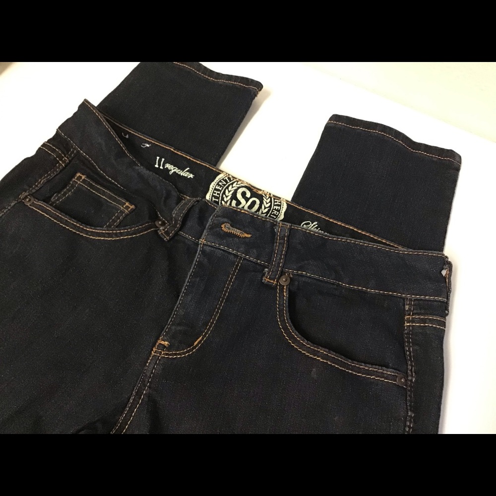 SO skinny dark wash jeans, 11 regular
